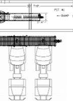 A drawing of two large pipes connected to one another.