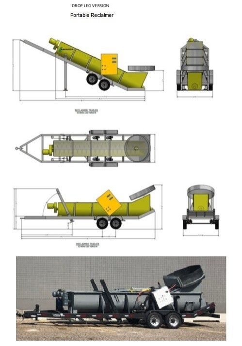 A drawing of the different stages of a dump truck.